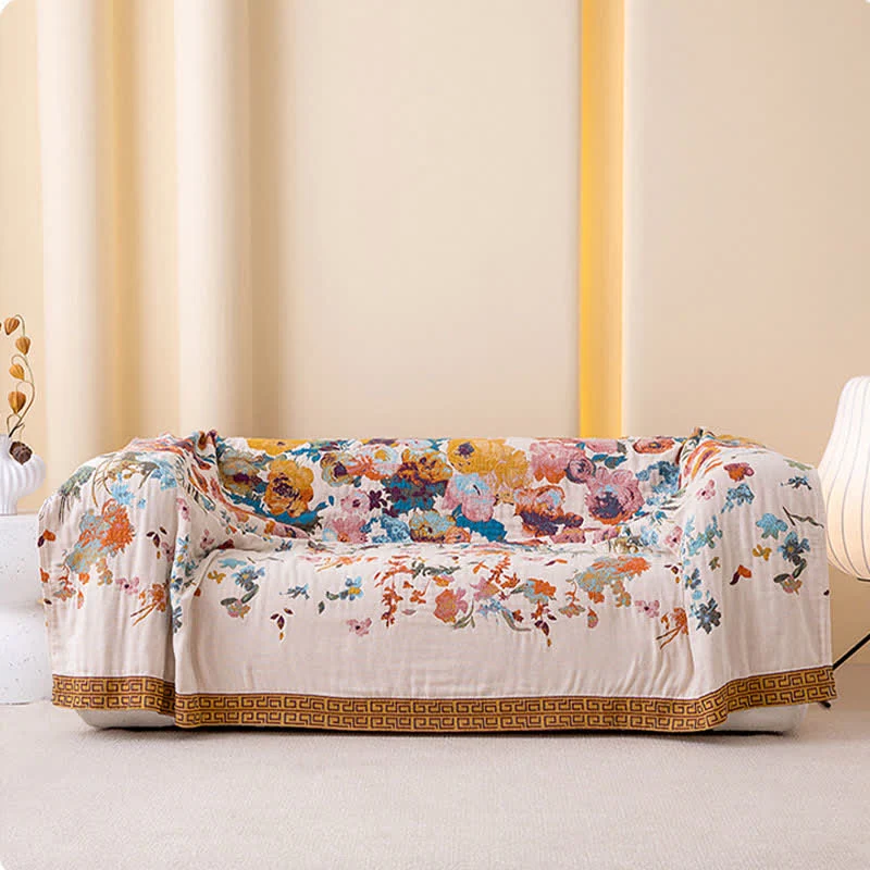 Sofadecke aus reiner Baumwolle mit Blumenmuster