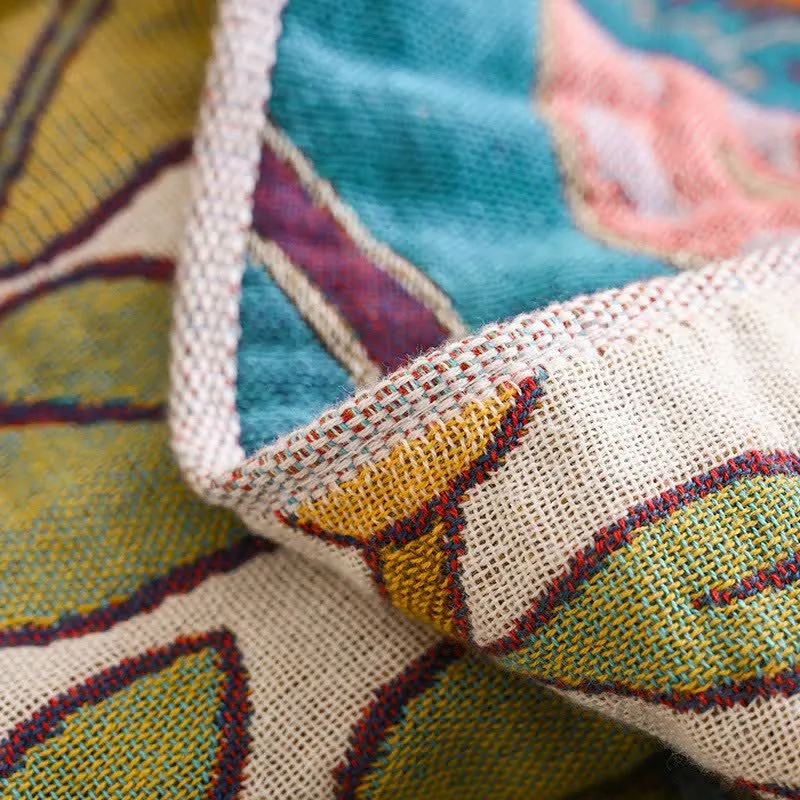 Sofadecke mit Retro-Blumenmuster aus Baumwolle