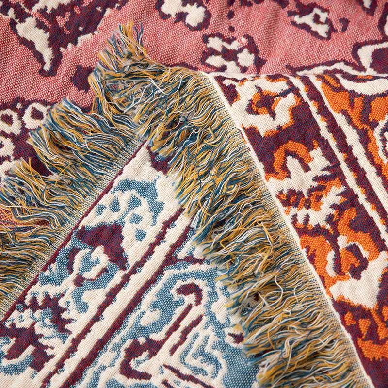 Vintage-Sofadecke aus Baumwolle mit Blumenmuster und Quasten