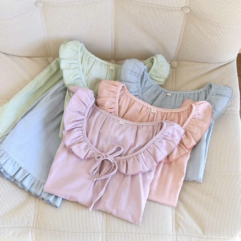 Einfarbiger Rüschen-Tanktop-Pyjama-Set