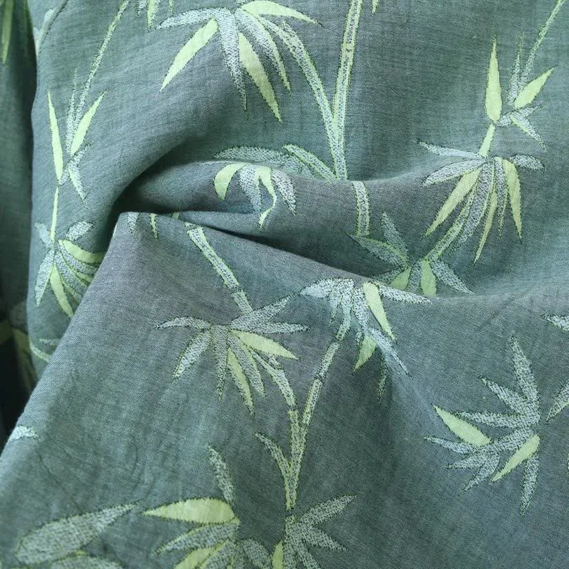 Pyjama aus grünem Bambus-Jacquard-Baumwollgaze