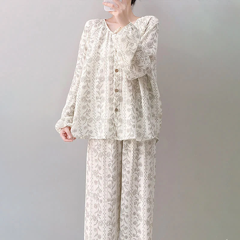Pyjama-Set aus doppellagiger Baumwolle mit Sonnenblumenmuster