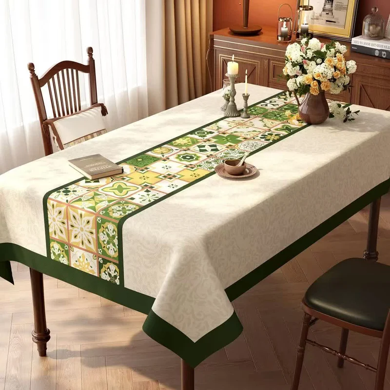 Boho-Tischdecke im marokkanischen Fliesen-Patchwork-Stil