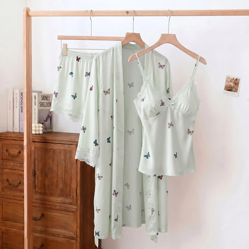 Pyjama-Set mit Schmetterlings-Spitzenbesatz