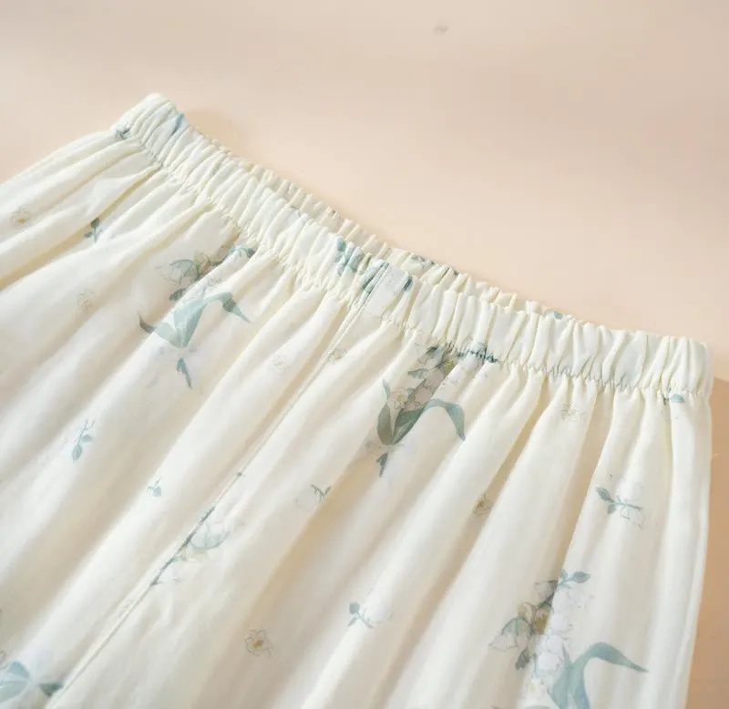 Pyjama-Set aus Baumwollgaze mit Glockenblumenmuster