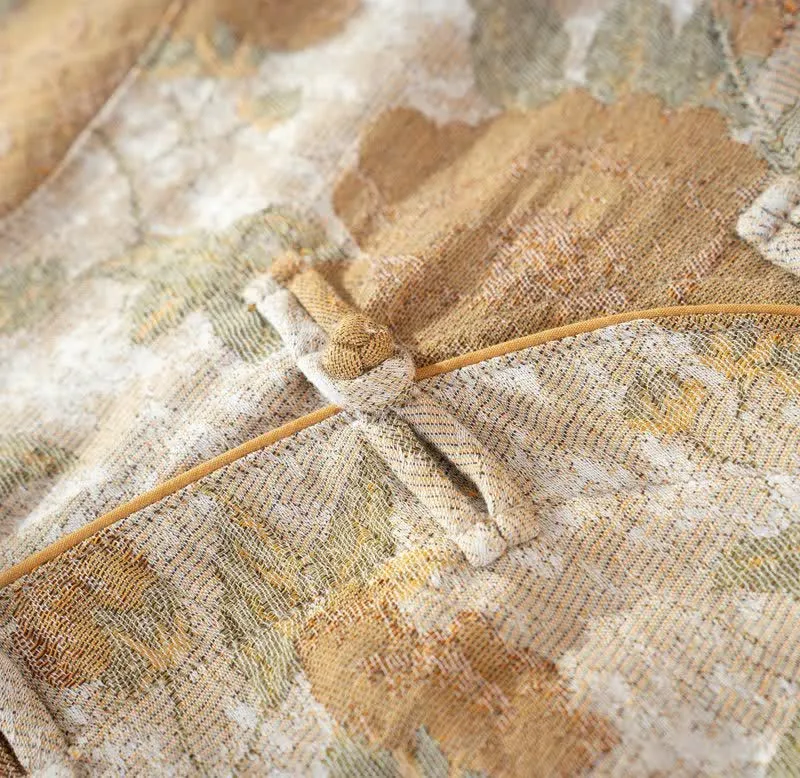 Vintage-Pyjama-Set aus Baumwolle mit Blumenmuster und Stehkragen