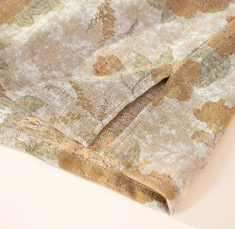 Vintage-Pyjama-Set aus Baumwolle mit Blumenmuster und Stehkragen