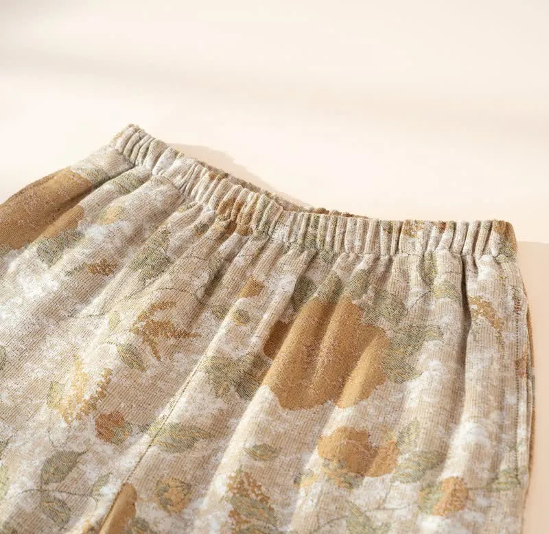 Vintage-Pyjama-Set aus Baumwolle mit Blumenmuster und Stehkragen