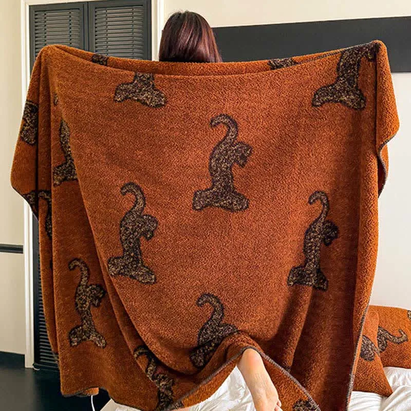 Vintage Leopard Flauschige Kuscheldecke