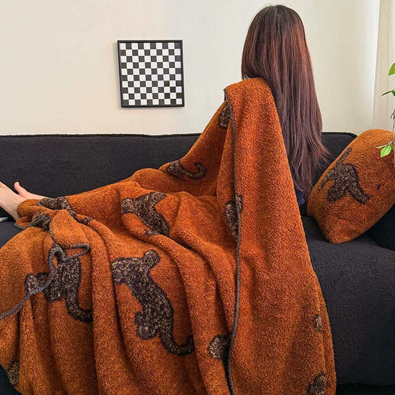 Vintage Leopard Flauschige Kuscheldecke