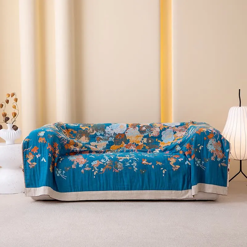 Steppdecke aus reiner Baumwolle mit Blumenmuster