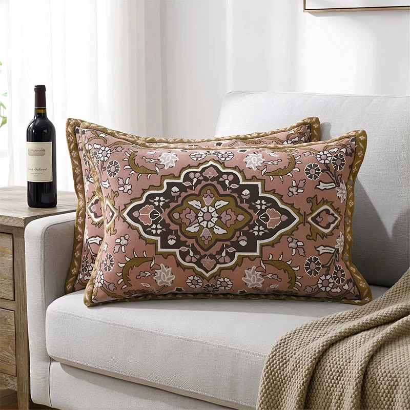 Kissenbezüge mit Knöpfen im Bohemian-Jacquard-Stil (2 Stück)