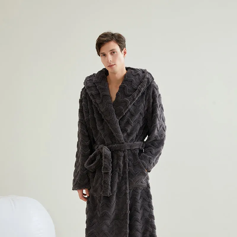 Unisex-Bademantel mit Kapuze und Wellenstruktur