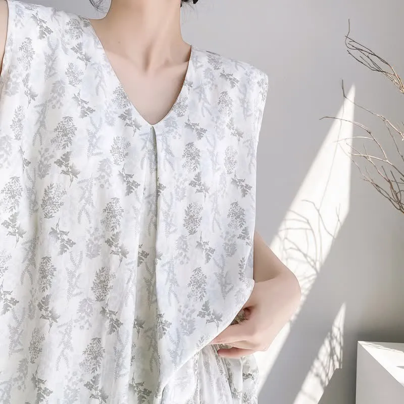 Elegantes Pyjama-Set mit Blättermuster: Tanktop und Hose