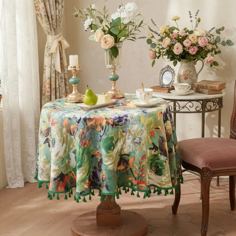 Impressionistische Ölgemälde-Jacquard-Tischdecke