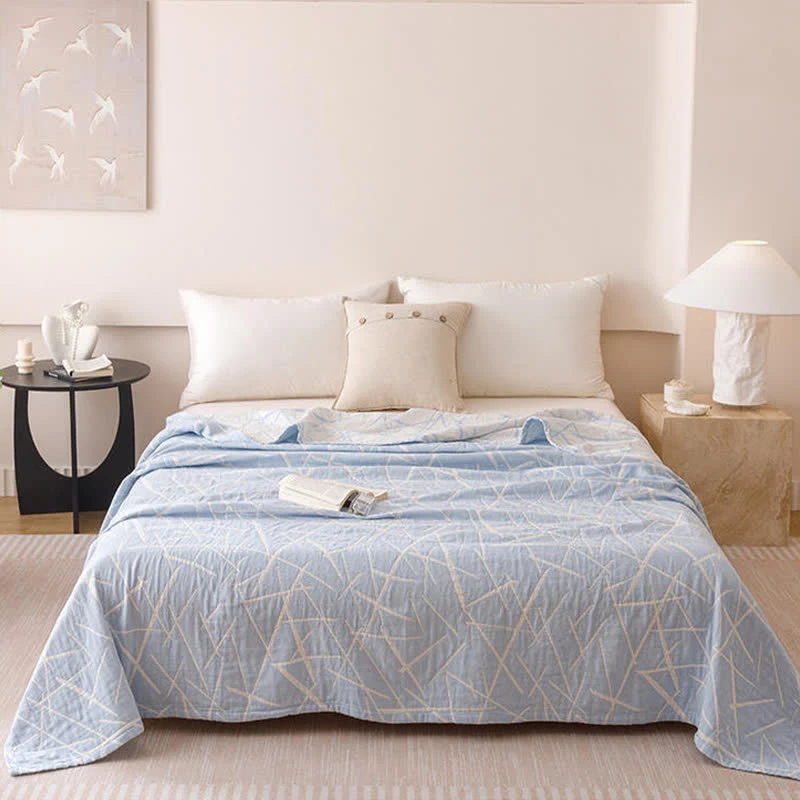 Moderne geometrische Jacquard-Baumwollgaze-Steppdecke