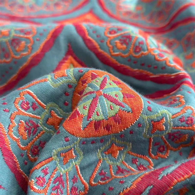 Vintage-Steppdecke aus dreilagigem Baumwollgaze im böhmischen Stil