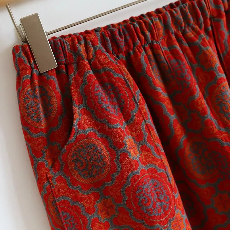 Orientalisches Retro-Loungewear-Set aus Baumwolle mit Quasten