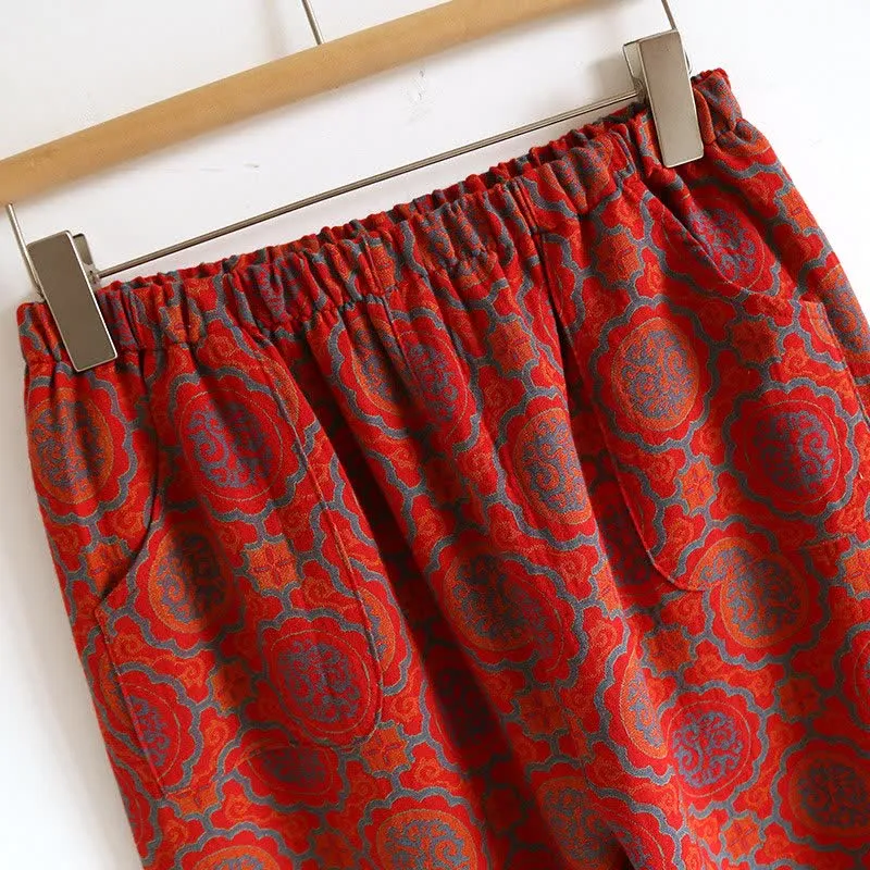 Orientalisches Retro-Loungewear-Set aus Baumwolle mit Quasten