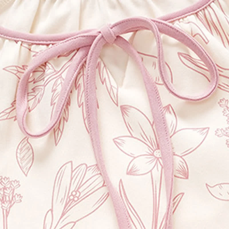 Elegantes Pyjama-Set aus Baumwolle mit Blumenmuster und Rundhalsausschnitt