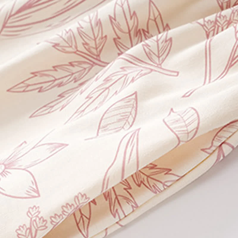 Elegantes Pyjama-Set aus Baumwolle mit Blumenmuster und Rundhalsausschnitt
