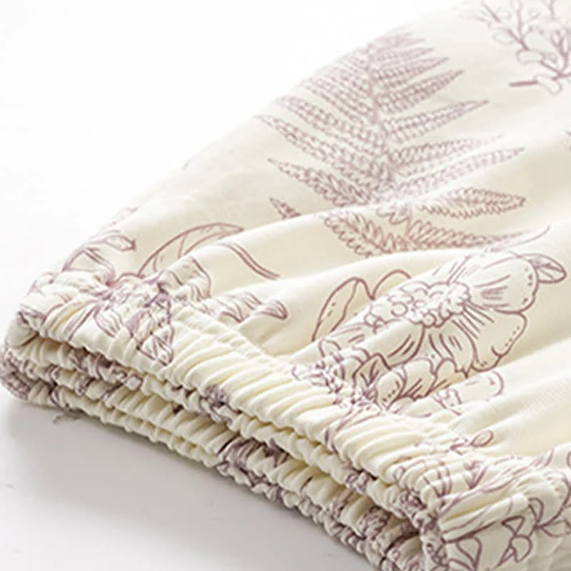 Botanisches, niedliches Kaninchen-Baumwoll-Loungewear-Set