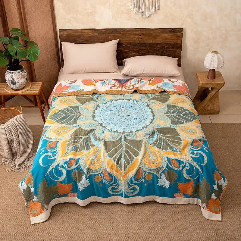 Retro-Stil-Steppdecke aus Baumwolle mit Blumenmuster