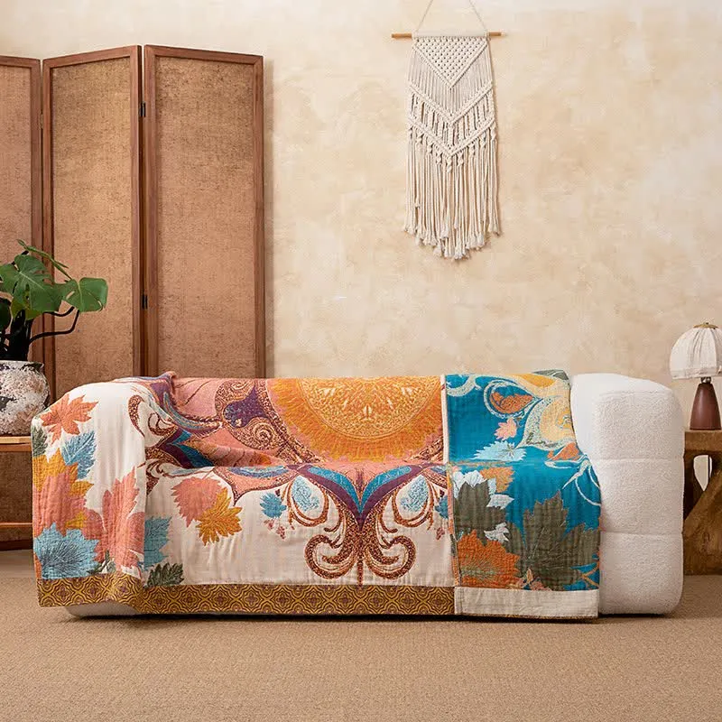 Retro-Stil-Steppdecke aus Baumwolle mit Blumenmuster