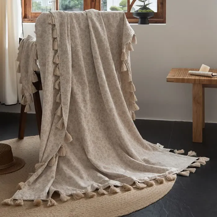 Country Vine Jacquard-Baumwoll-Leinen-Decke