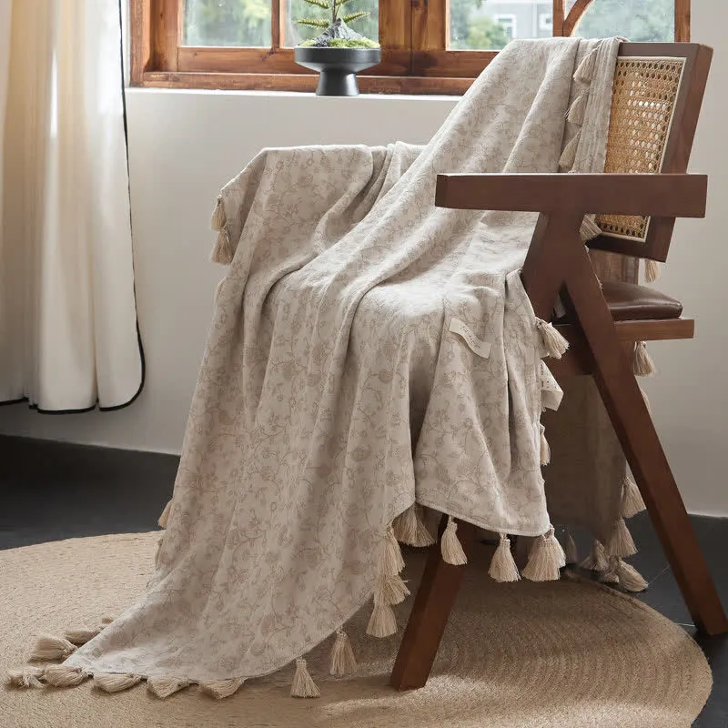 Country Vine Jacquard-Baumwoll-Leinen-Decke