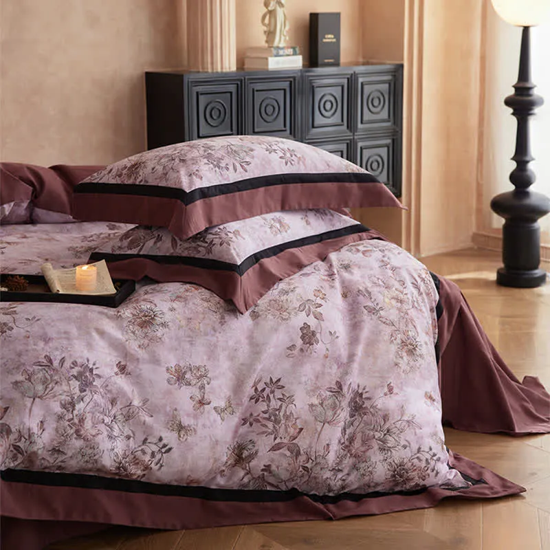 Traumhaftes Baumwoll-Bettwäscheset mit Blumen- und Schmetterlingsmotiven (4-teilig)