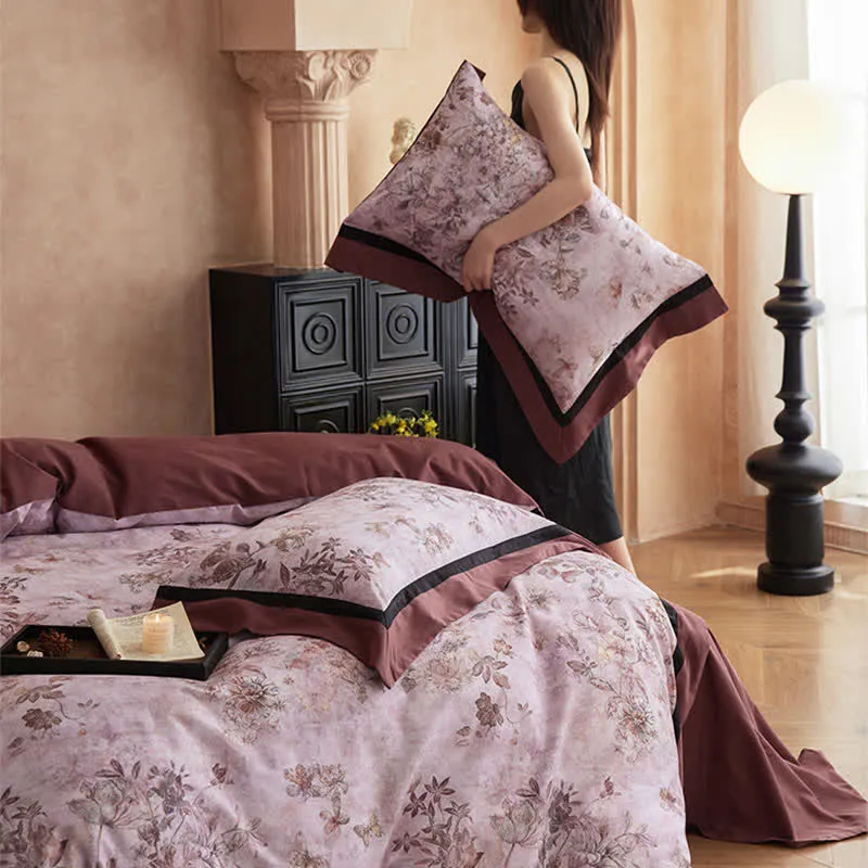 Traumhaftes Baumwoll-Bettwäscheset mit Blumen- und Schmetterlingsmotiven (4-teilig)