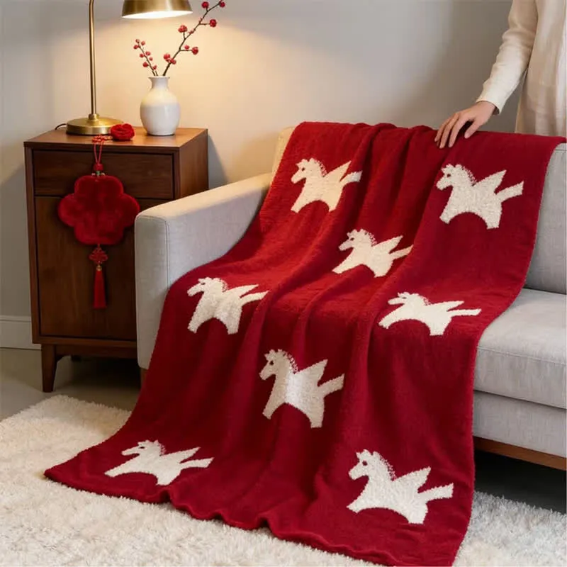 Fleecedecke mit weißem Pegasus-Motiv