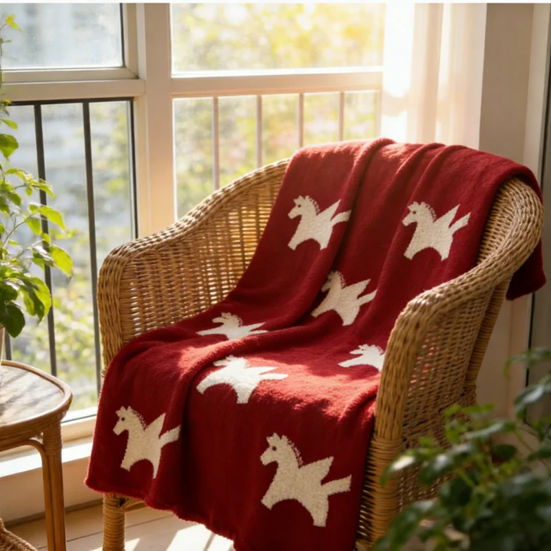 Fleecedecke mit weißem Pegasus-Motiv