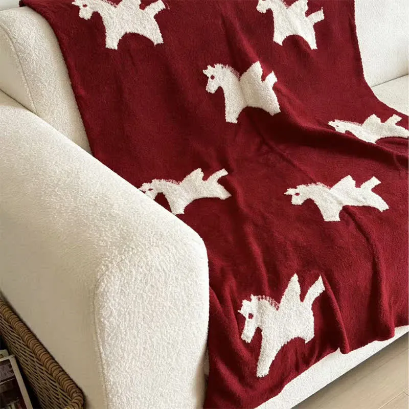 Fleecedecke mit weißem Pegasus-Motiv