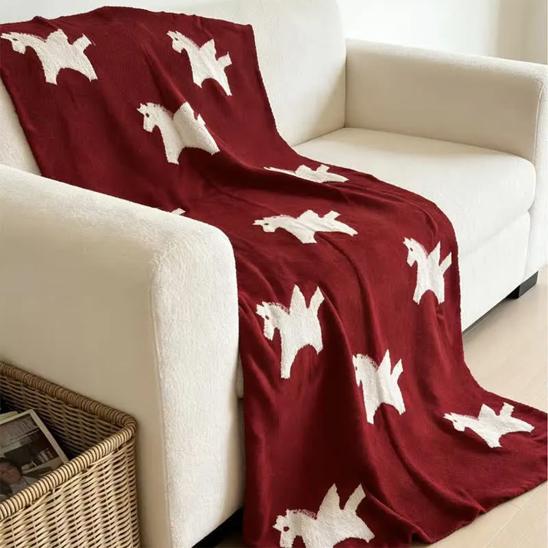 Fleecedecke mit weißem Pegasus-Motiv