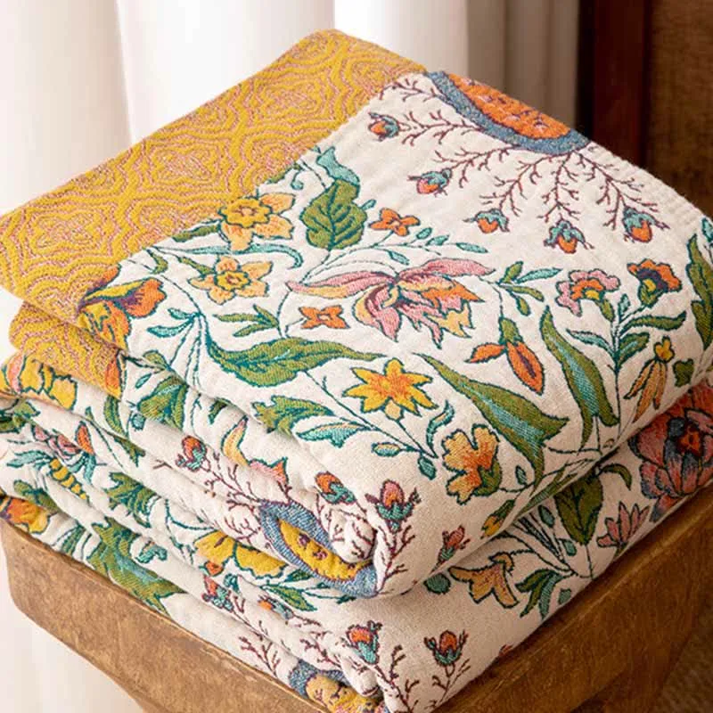 Wendbare Sofadecke aus Baumwollgaze mit Paisley- und Blumenmuster