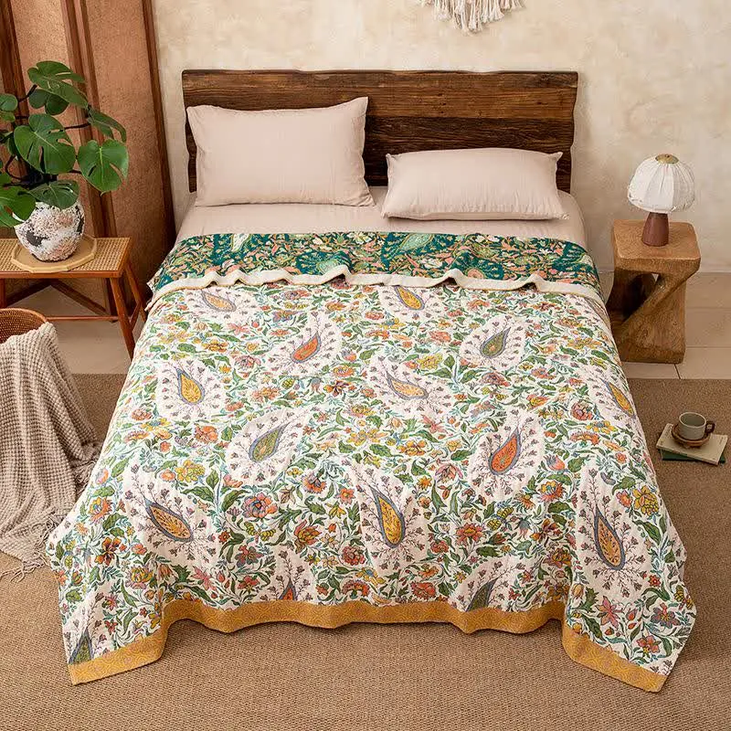 Wendbare Sofadecke aus Baumwollgaze mit Paisley- und Blumenmuster
