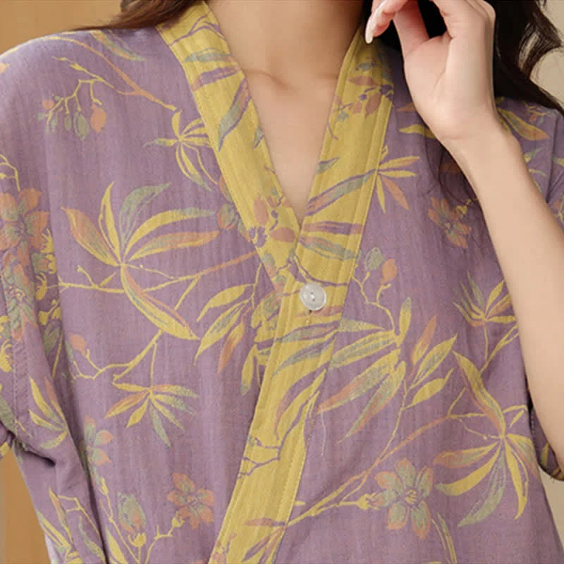 Schnelltrocknender Kimono-Pyjama aus Baumwollgaze
