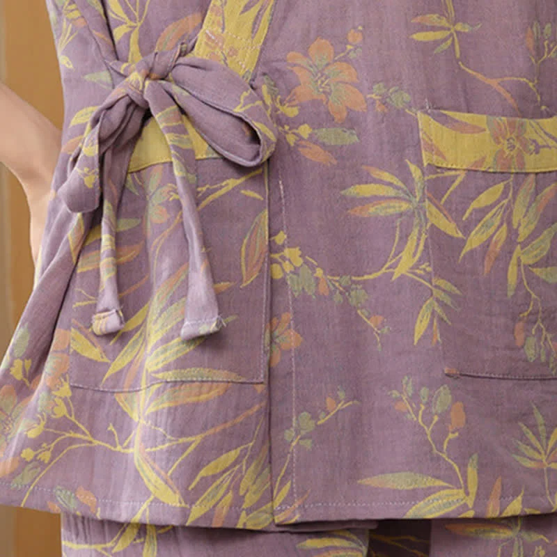 Schnelltrocknender Kimono-Pyjama aus Baumwollgaze