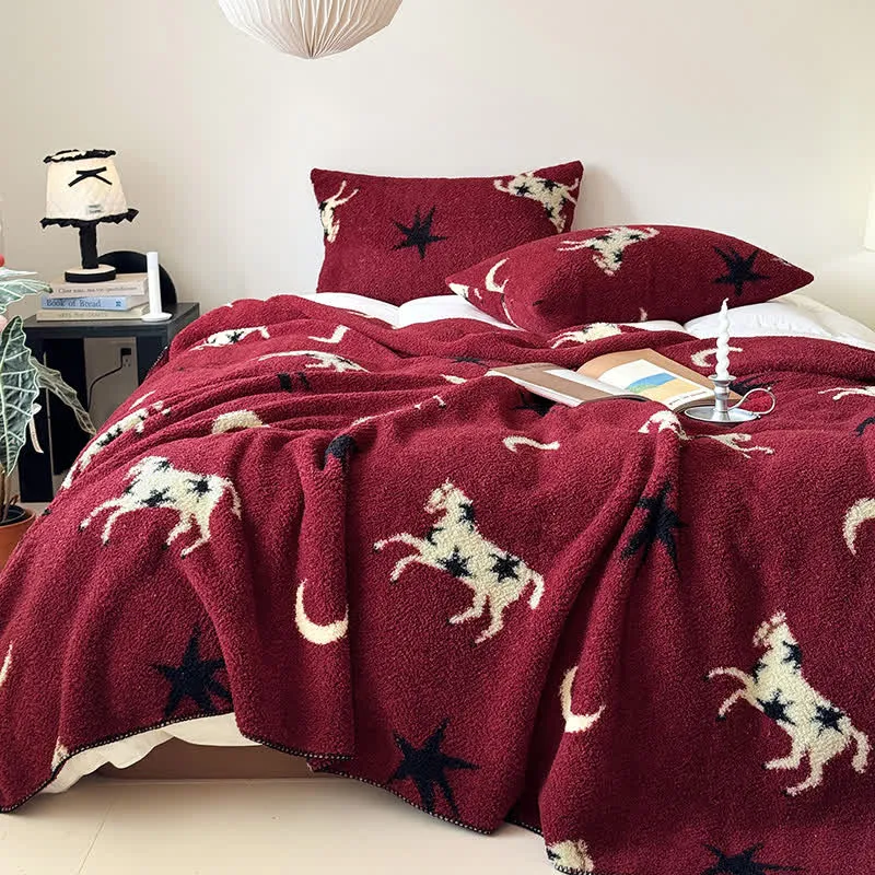 Festliche Strickdecke zum Jahr des Pferdes