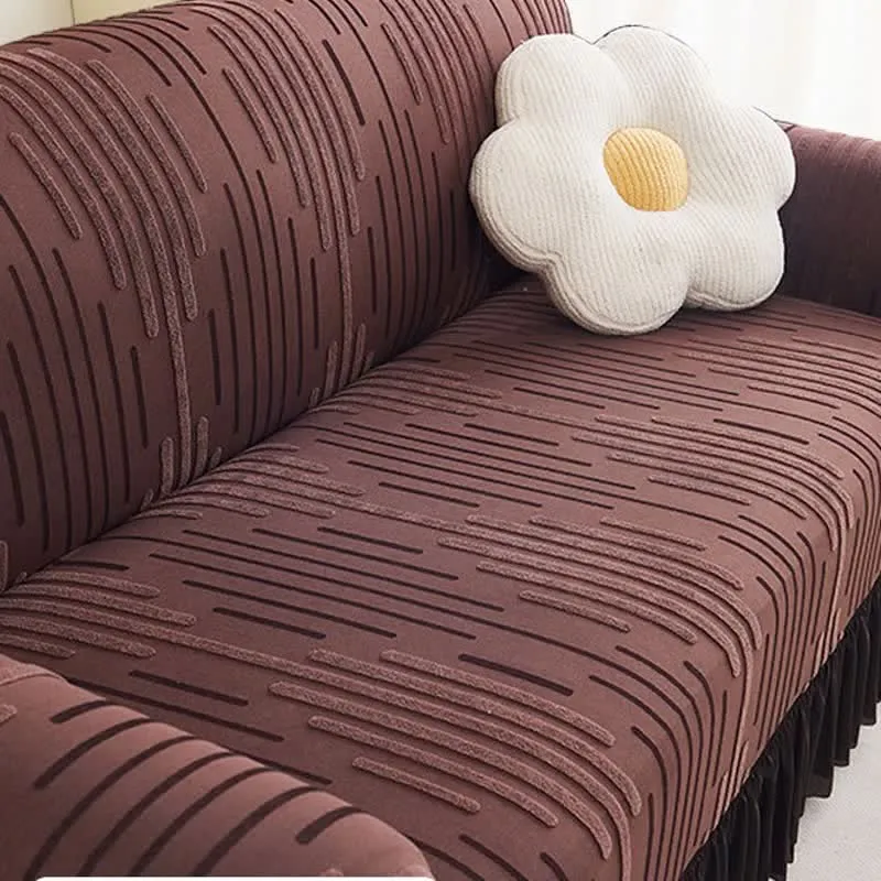 Verdickter 3D-Jacquard-Sofabezug mit Rüschensaum