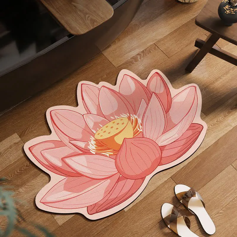 Anti-Rutsch-Badematte mit rosa Lotusblumenmuster
