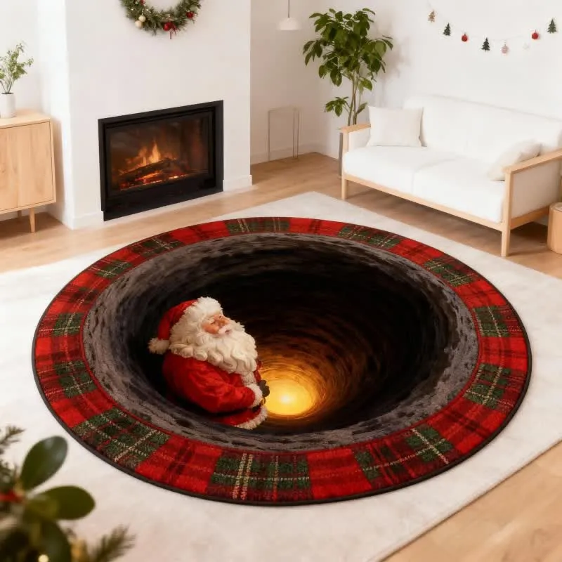 Weihnachtsmann-Karo-Teppich mit 3D-Effekt