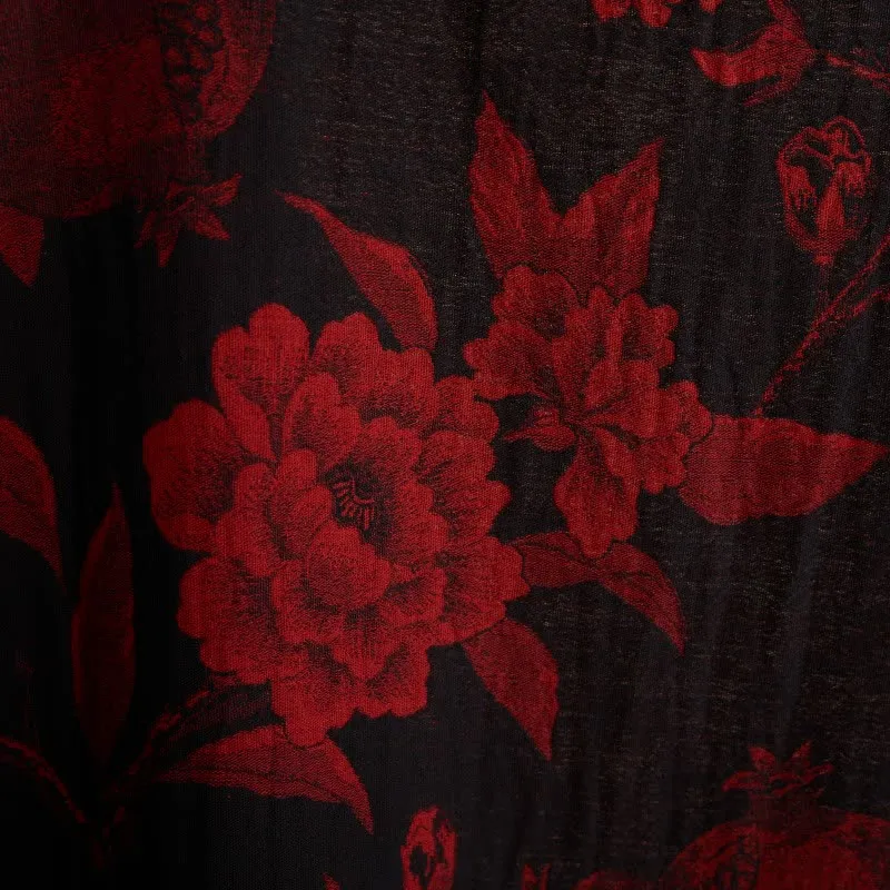 Kimono-Bademantel aus Baumwoll-Jacquard mit Pfingstrosenmuster