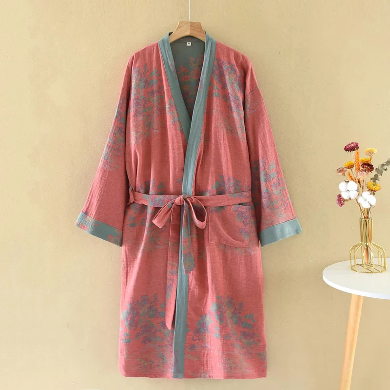 Rustikaler Kimono-Bademantel aus Baumwollgaze von Bushes