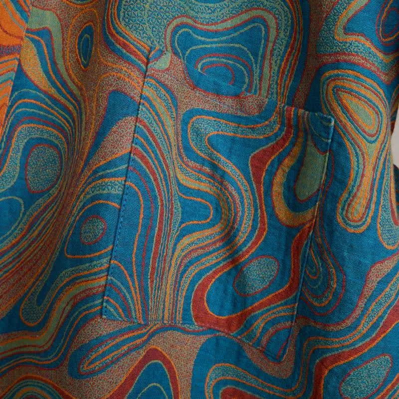 Kimono-Bademantel aus Baumwolle mit künstlerischem abstraktem Muster