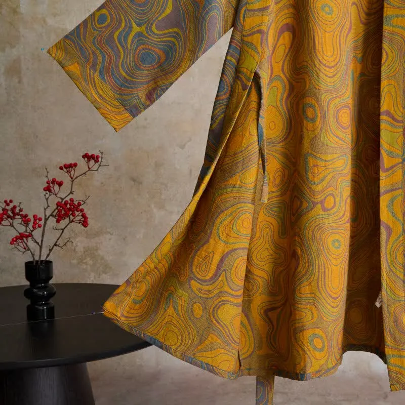Kimono-Bademantel aus Baumwolle mit künstlerischem abstraktem Muster