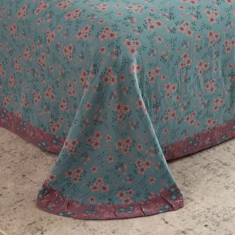 Rustikales Bettwäsche-Set aus Baumwolldoppelgaze mit Blumenmuster (4-teilig)