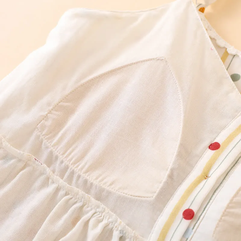 Gestreiftes Baumwoll-Pyjama-Set mit Polka-Dot-Top